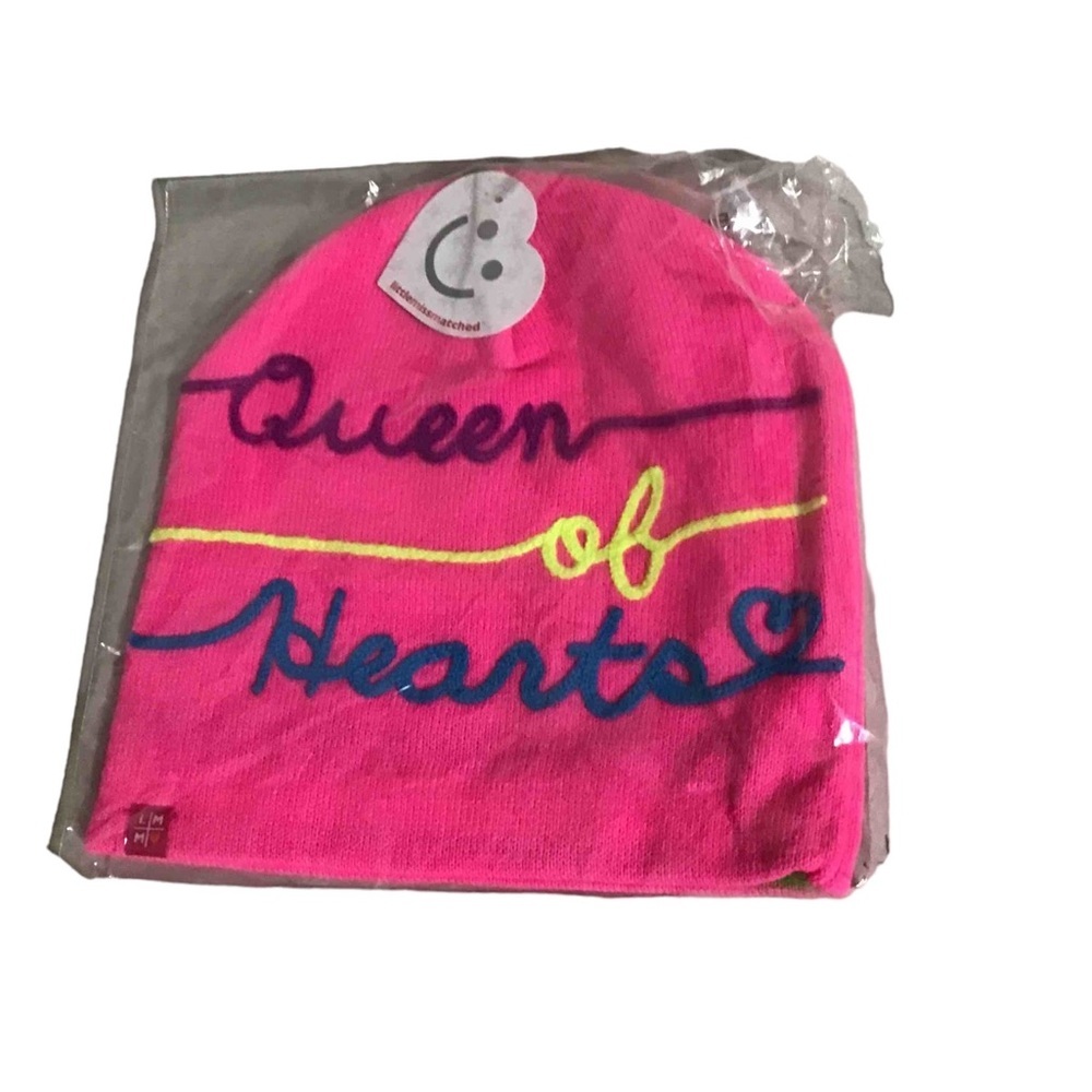 LITTLEMISSMATCHED pink beanie queen of hearts hat NWT